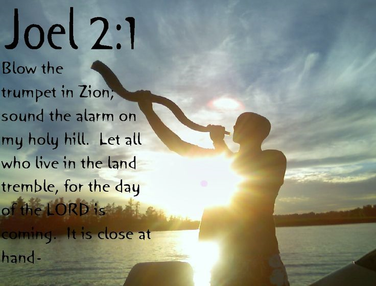 Joe 2:1 BLOW THE trumpet in Zion; sound an alarm on My holy Mount [Zion]. Let all the inhabitants of the land tremble, for the day of [the judgment of] the Lord is coming; it is close at hand
